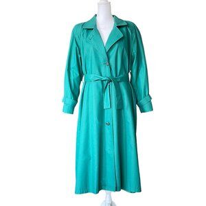 Vintage 1980s London Fog by Wamsutta Teal Trench Coat – Made in USA – Size 10P